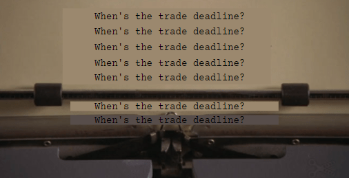 Week 11 Newsletter: When’s the Trade&nbsp;Deadline?